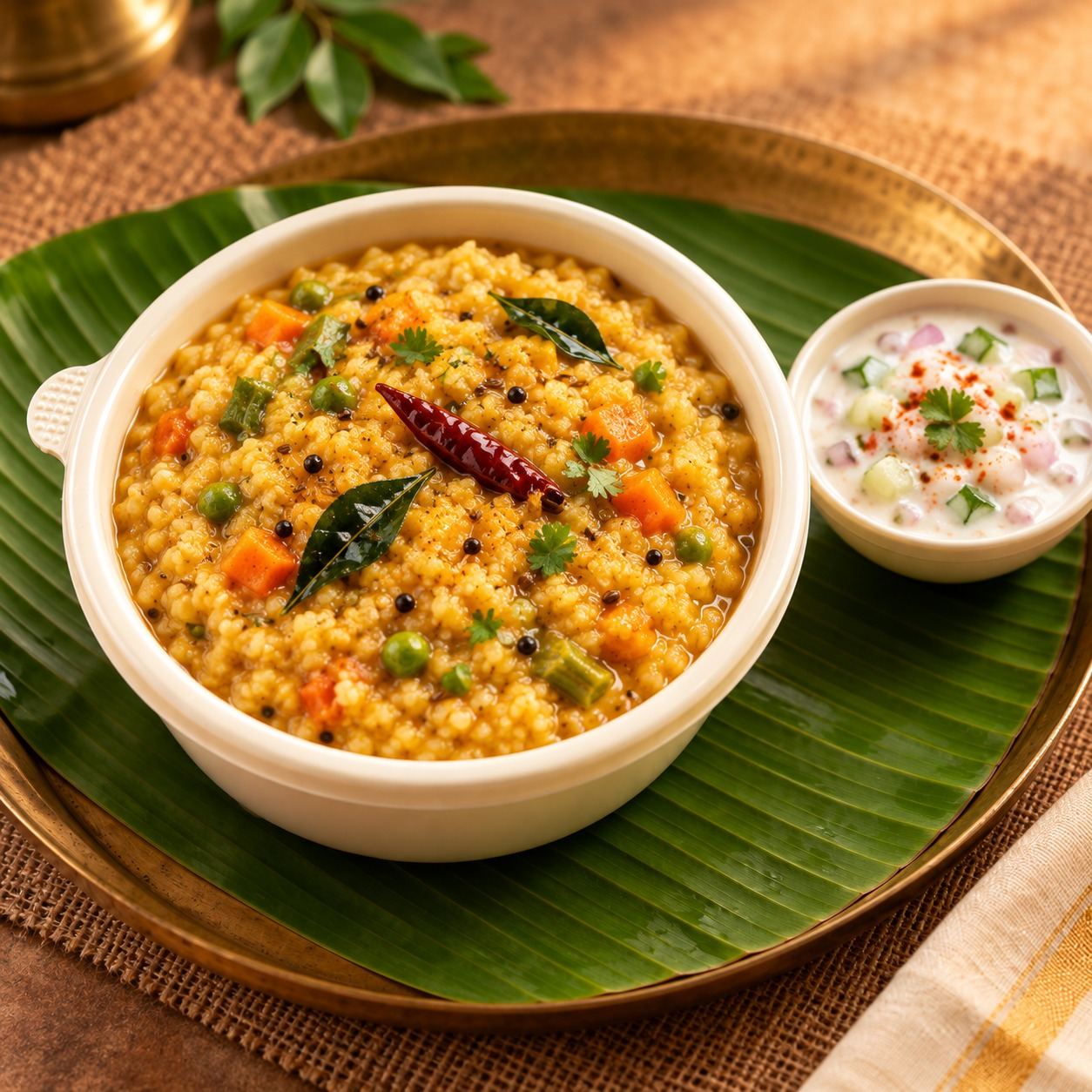 Millet dal khichdi with raita House of Sindhu Bengaluru