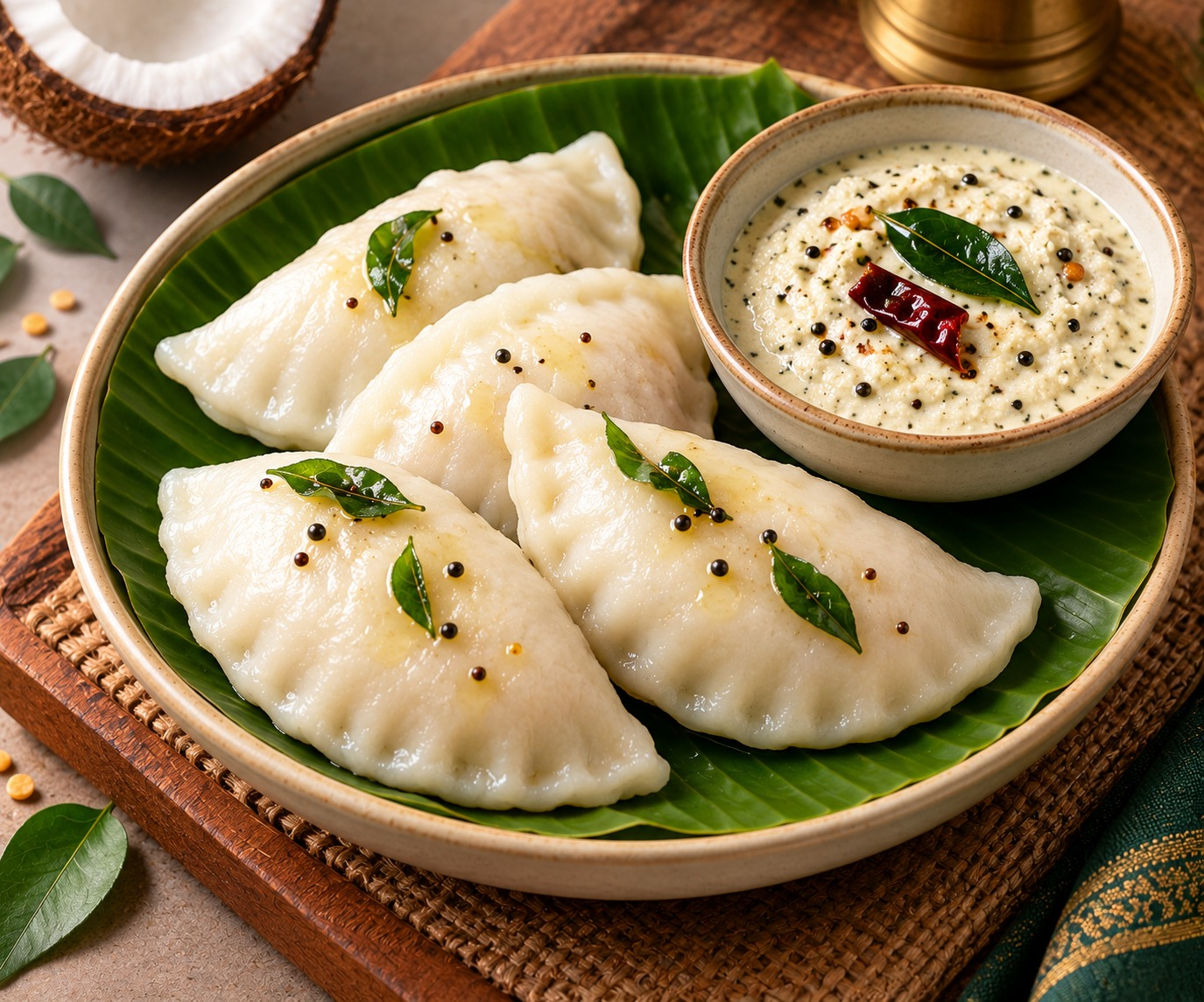 Steamed kadubu with coconut chutney House of Sindhu Bengaluru