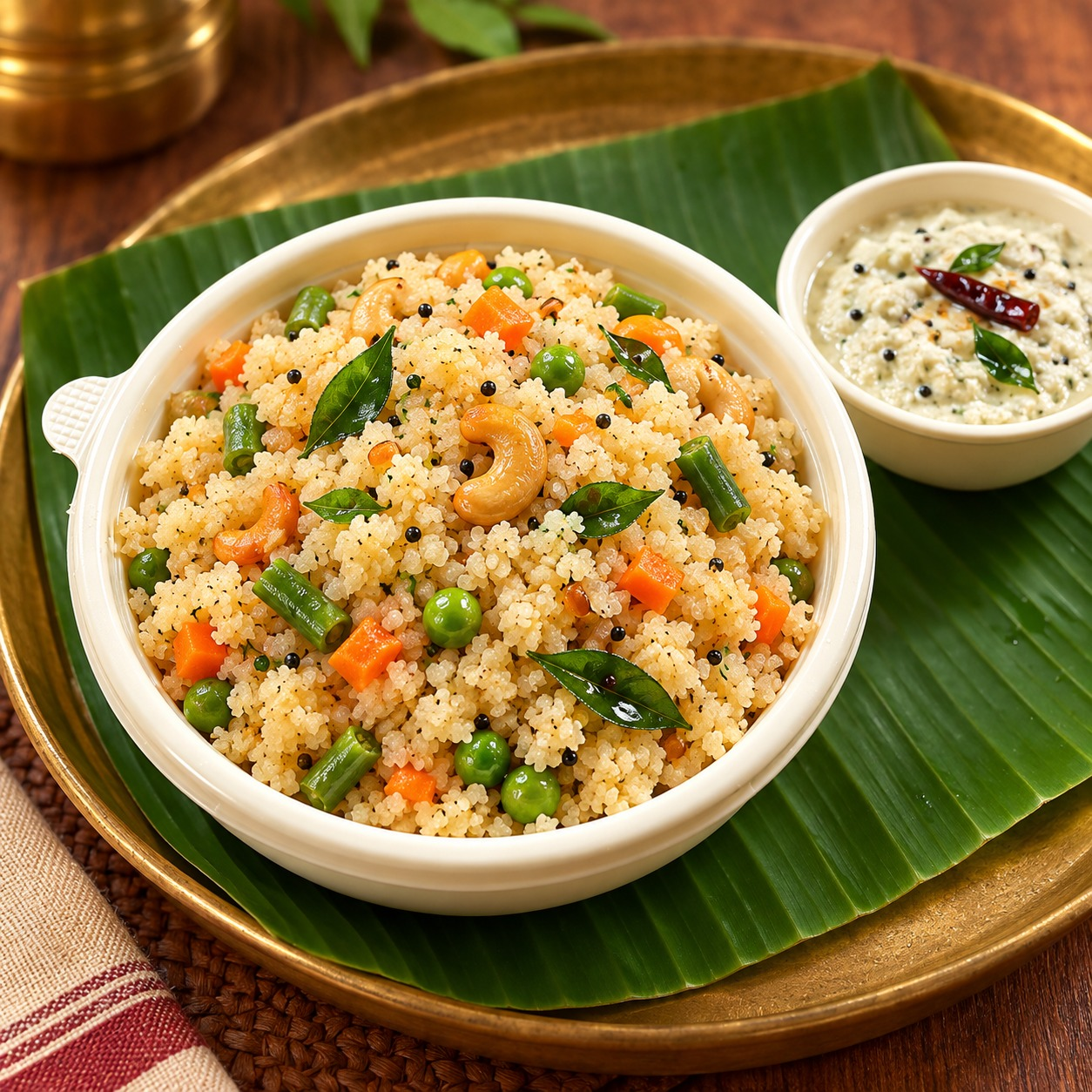 Millet vegetable upma with coconut chutney House of Sindhu