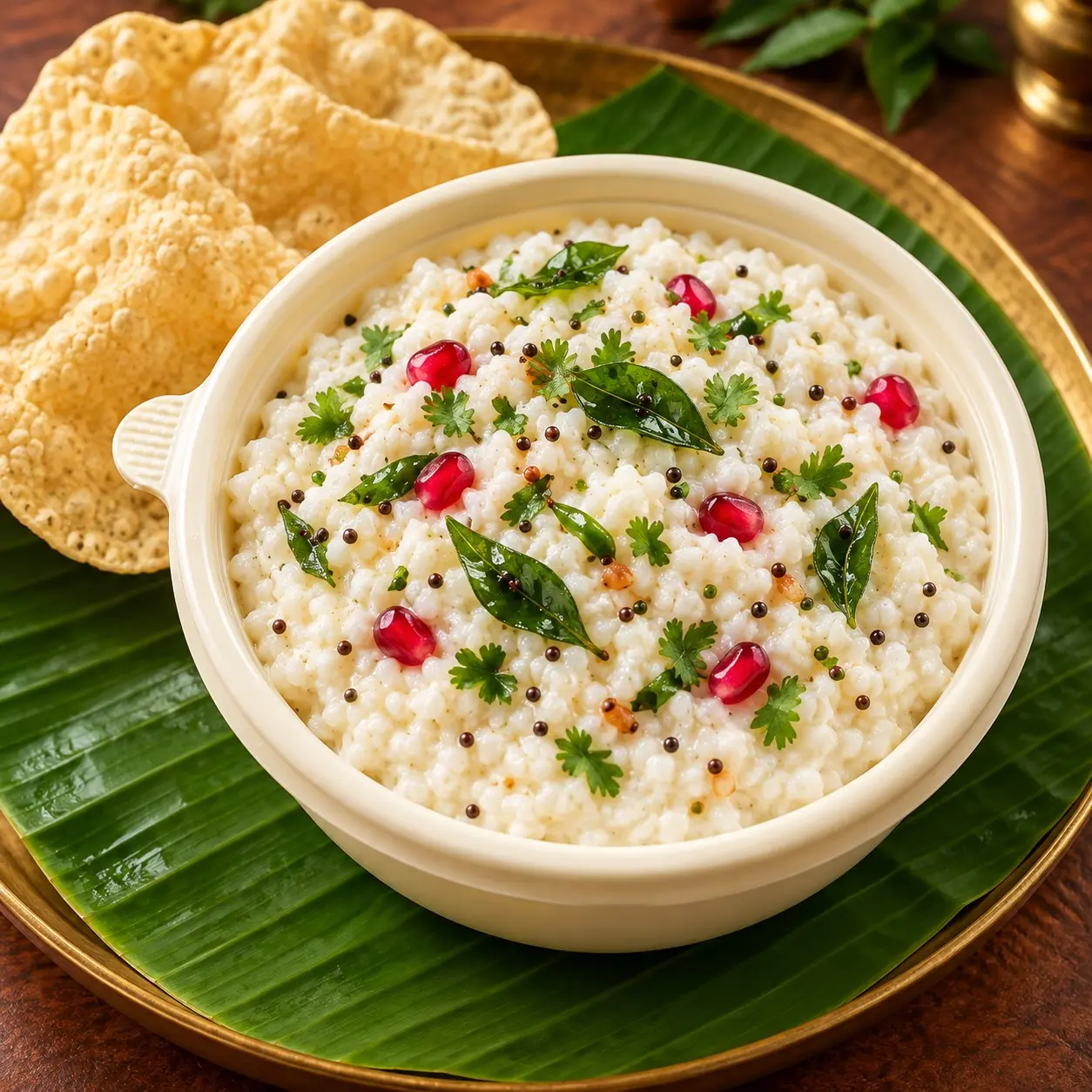 Millet curd rice with papad House of Sindhu